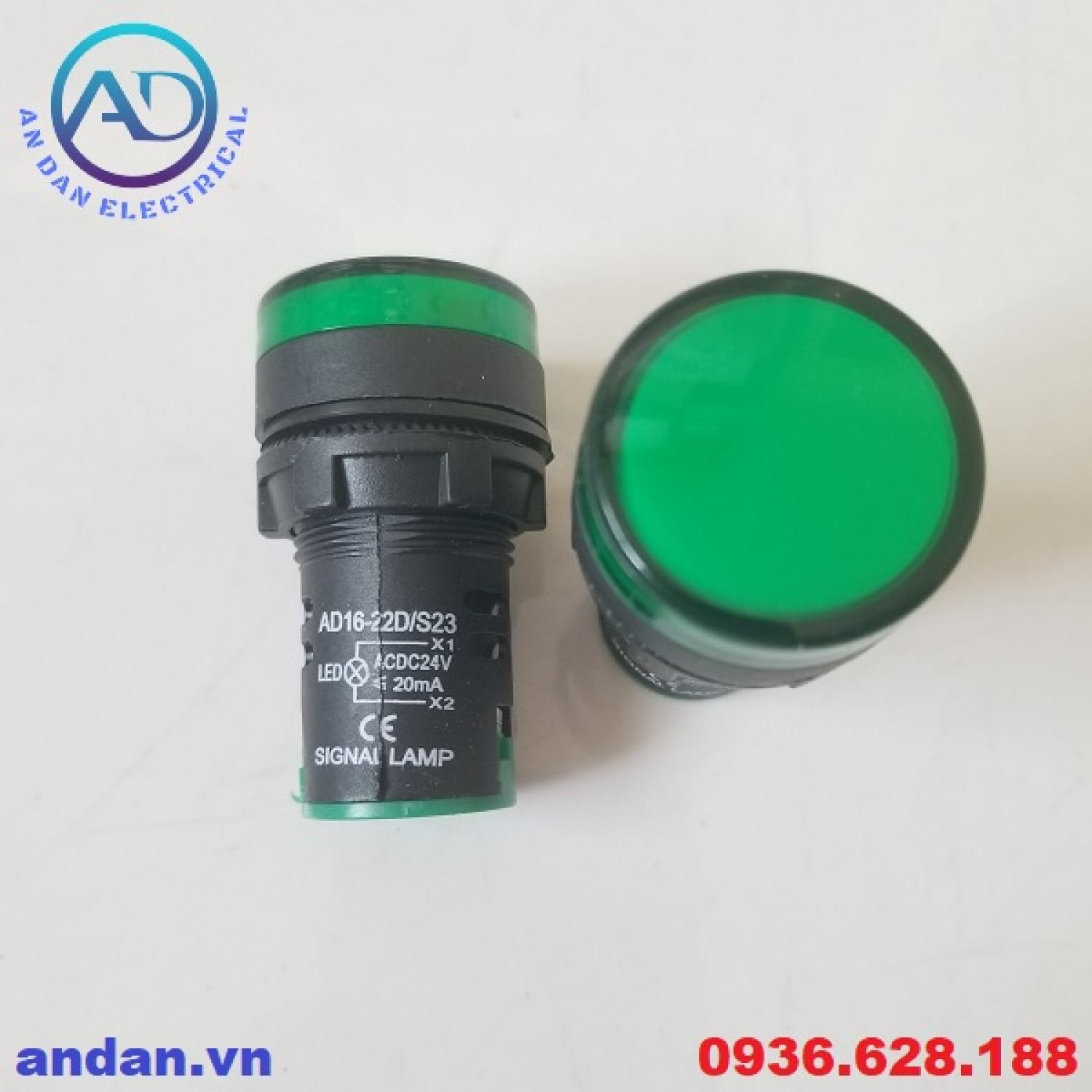 Đèn báo nguồn LED phi 22 AD16-22DS (Đỏ, Vàng, Xanh), Đèn báo pha