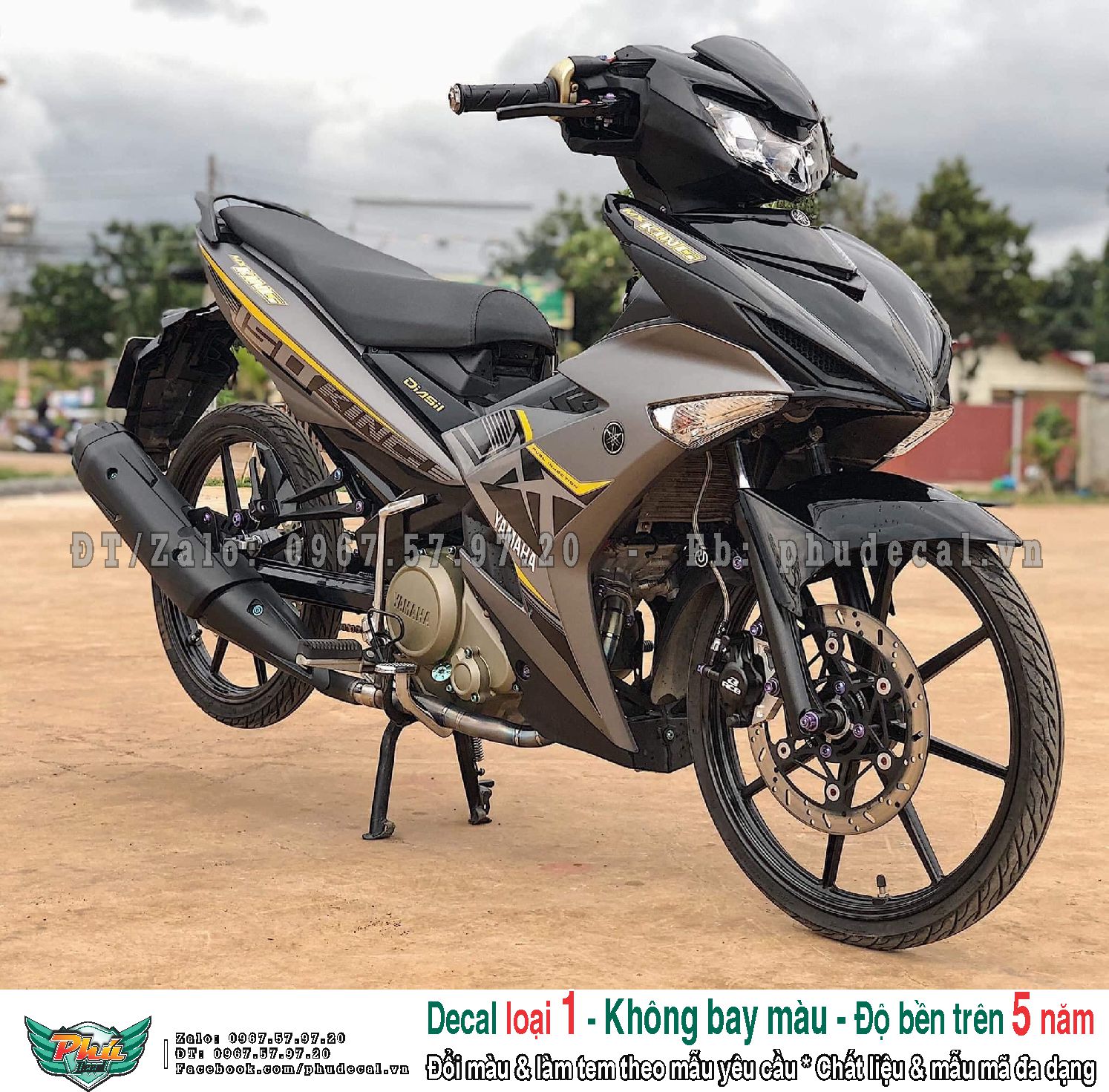 Tem rời exciter 150 mx king xám đen