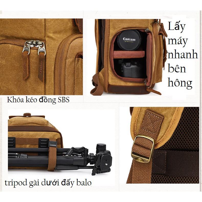 [HCM]Balo túi máy ảnh canvas Vintage.k_86
