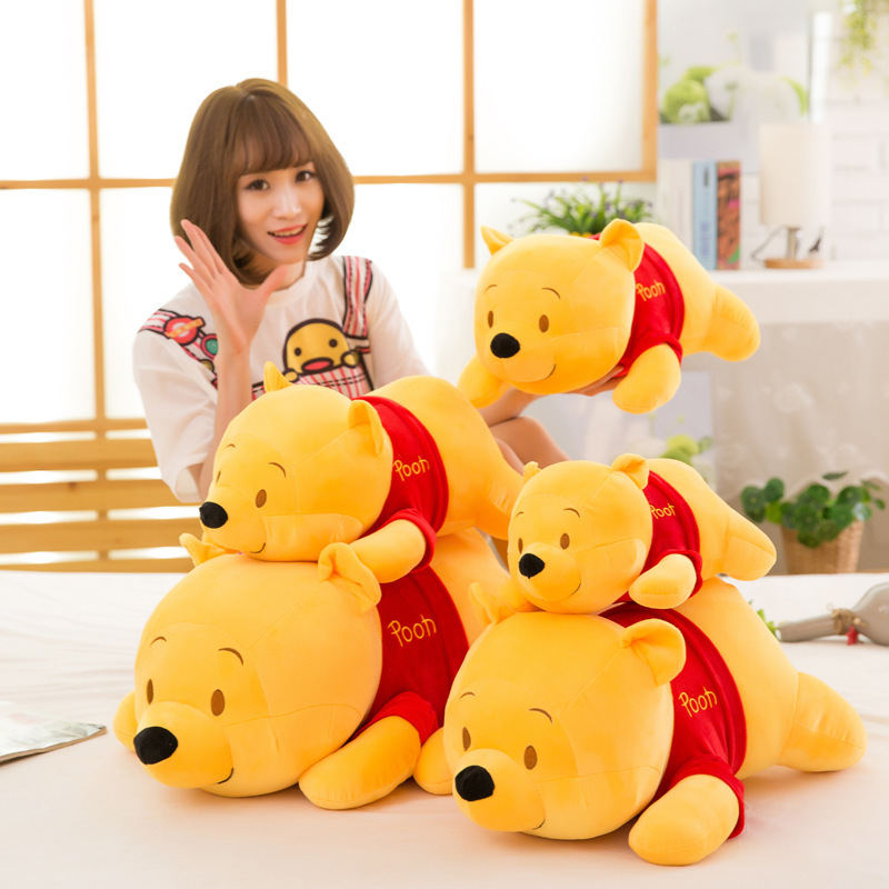 Gấu bông gấu pooh nằm dễ thương siêu mềm mịn gối ôm gấu pooh hàng xịn cao cấp loại 1, vải miniso 4 chiều êm ái, an toàn cho người sử dụng