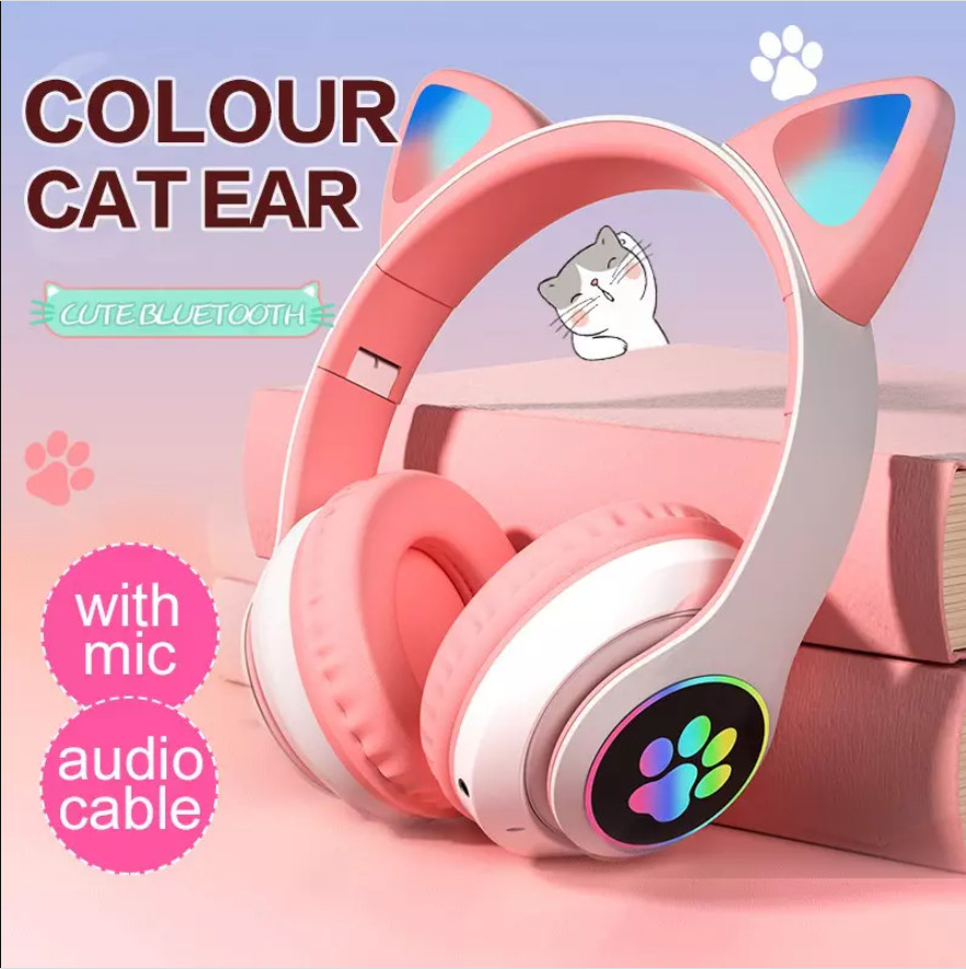 Tai nghe mèo VZV 23M  Tai Nghe Mèo Bluetooth Headphone Có Micro Đàm Thoại - Đèn LED 7 Màu  Âm Bass Mạnh Mẽ - Kết Nối Bluetooth 5.0 - Pin Cực Khủng.