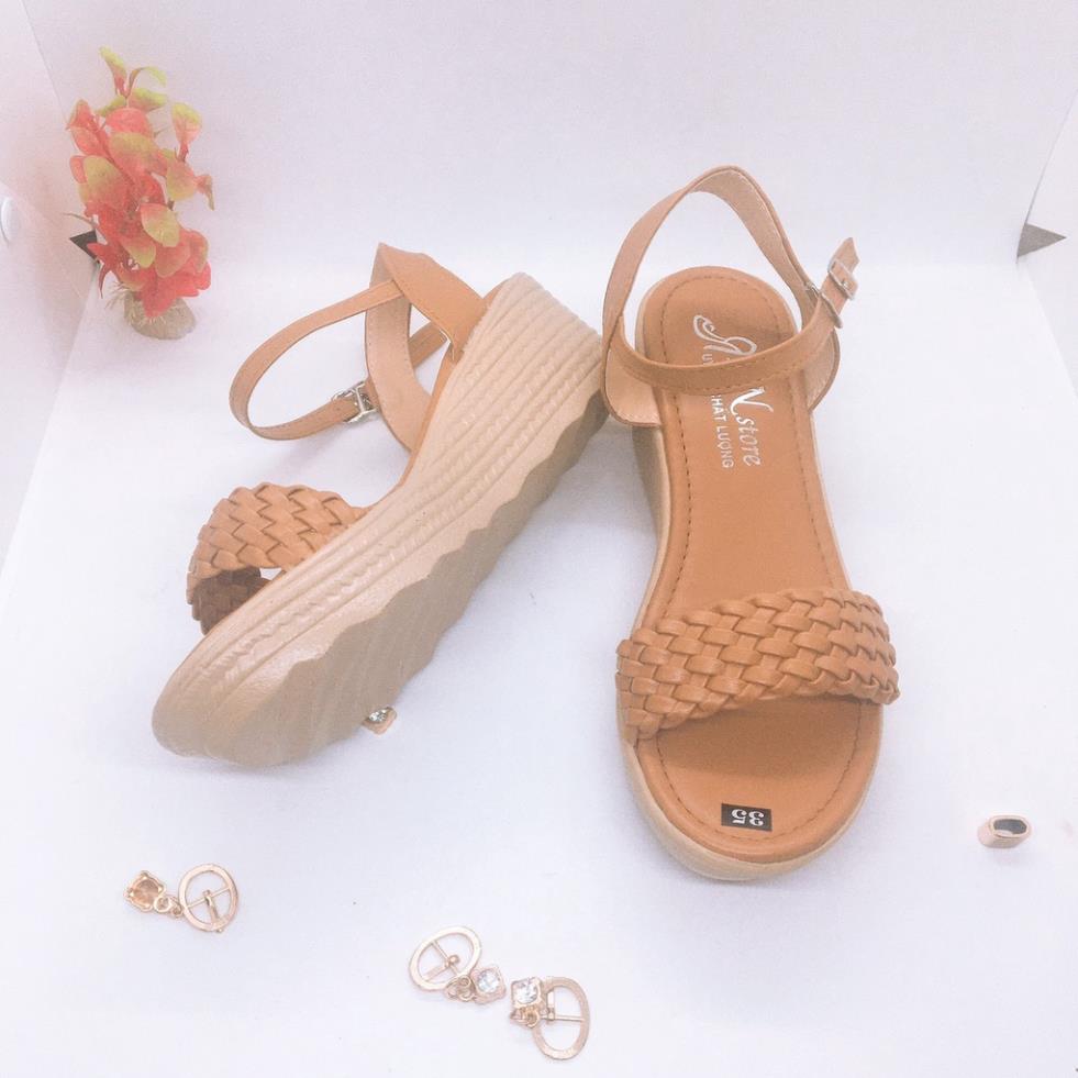 Giày sandal cao gót đế xuồng 5p quai đan bính-X013