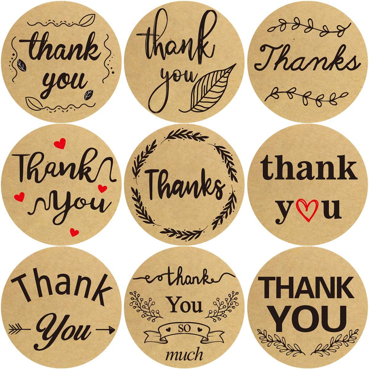 50 miếng tem dán decal sticker kraft THANK YOU.