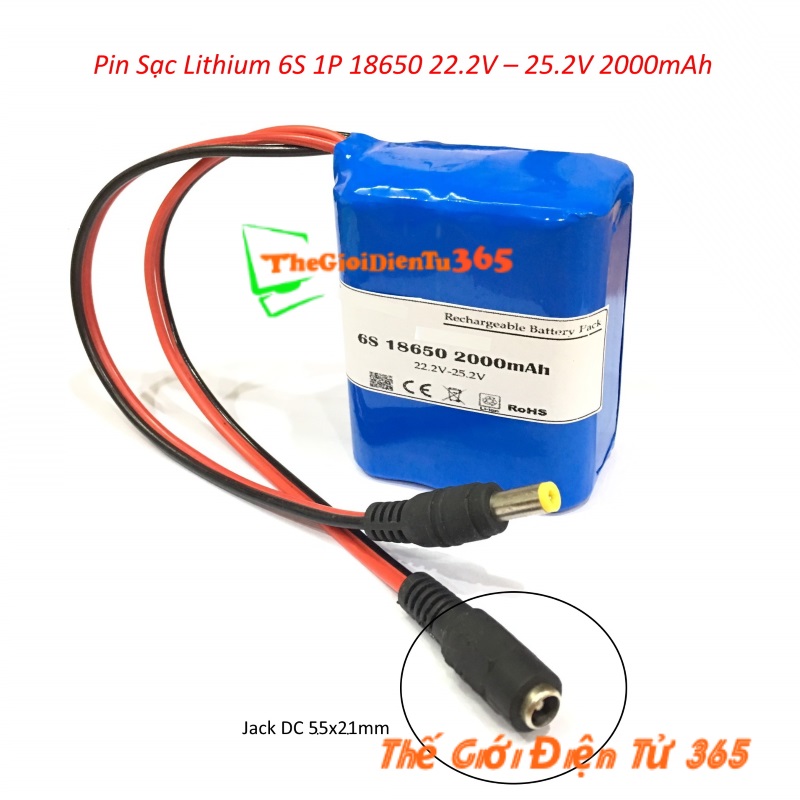 Pin Sạc Lithium 24V 2000mAh 6S 1P 18650
