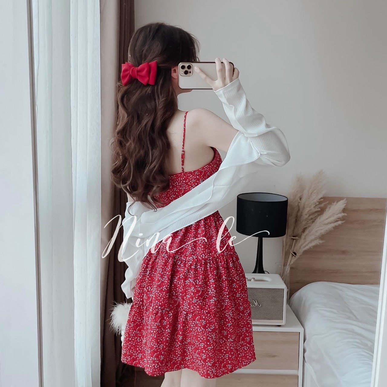 ĐẦM LỤA 2 DÂY NÚT BỌC KÈM KHOÁC THUN GÂN HÀNG ĐẸP ld22