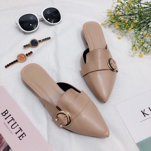 [HCM]Dép bít mũi nữ đính khóa vuông