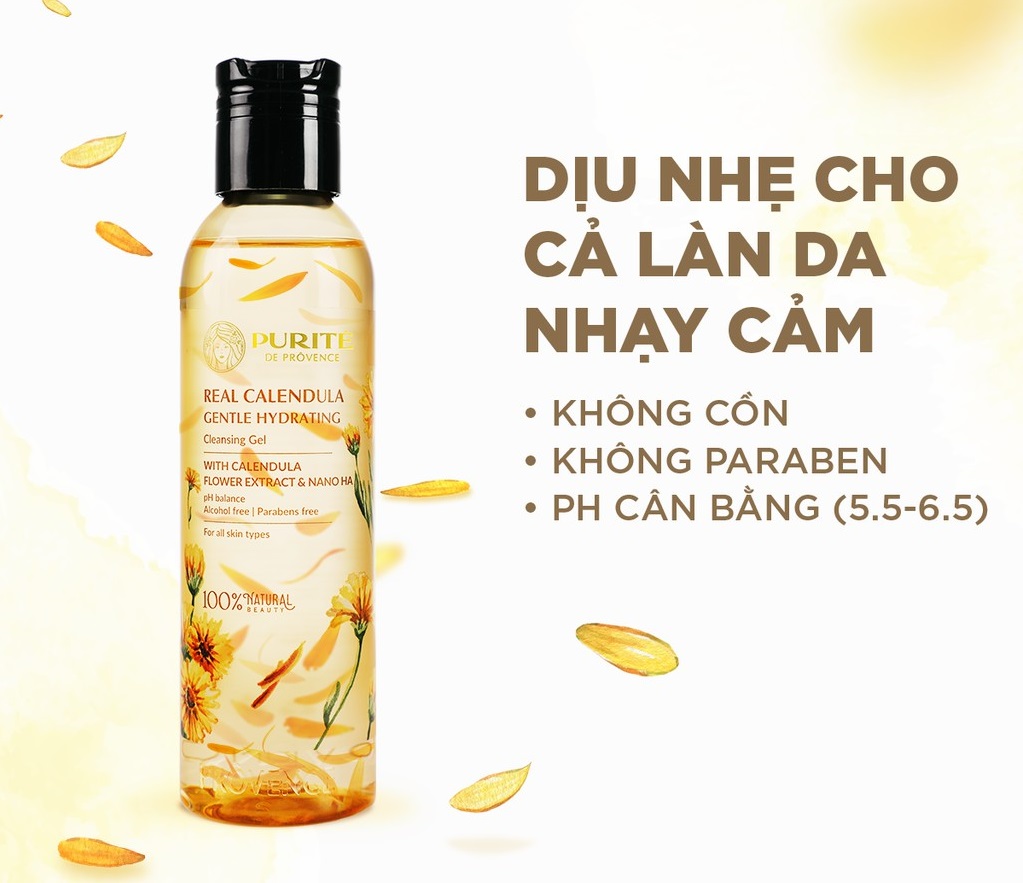 Gel rửa mặt dưỡng ẩm hoa cúc Calendula 150ml