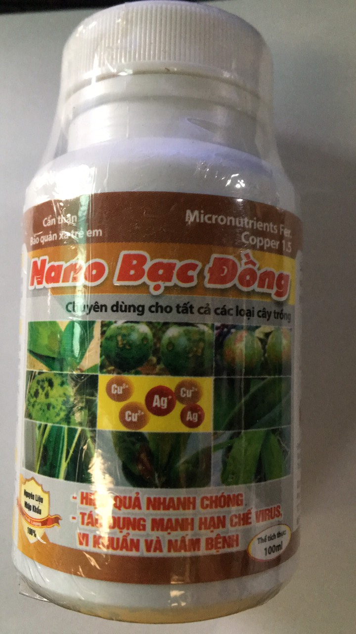 Sản phẩm Nano bạc Đồng diệt nấm vi khuẩn trên cây trồng lọ 100ml
