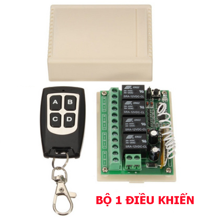 Công tắc điều khiển từ xa 12V 4 cổng (4 kênh) dùng điện 1 chiều 12V DC