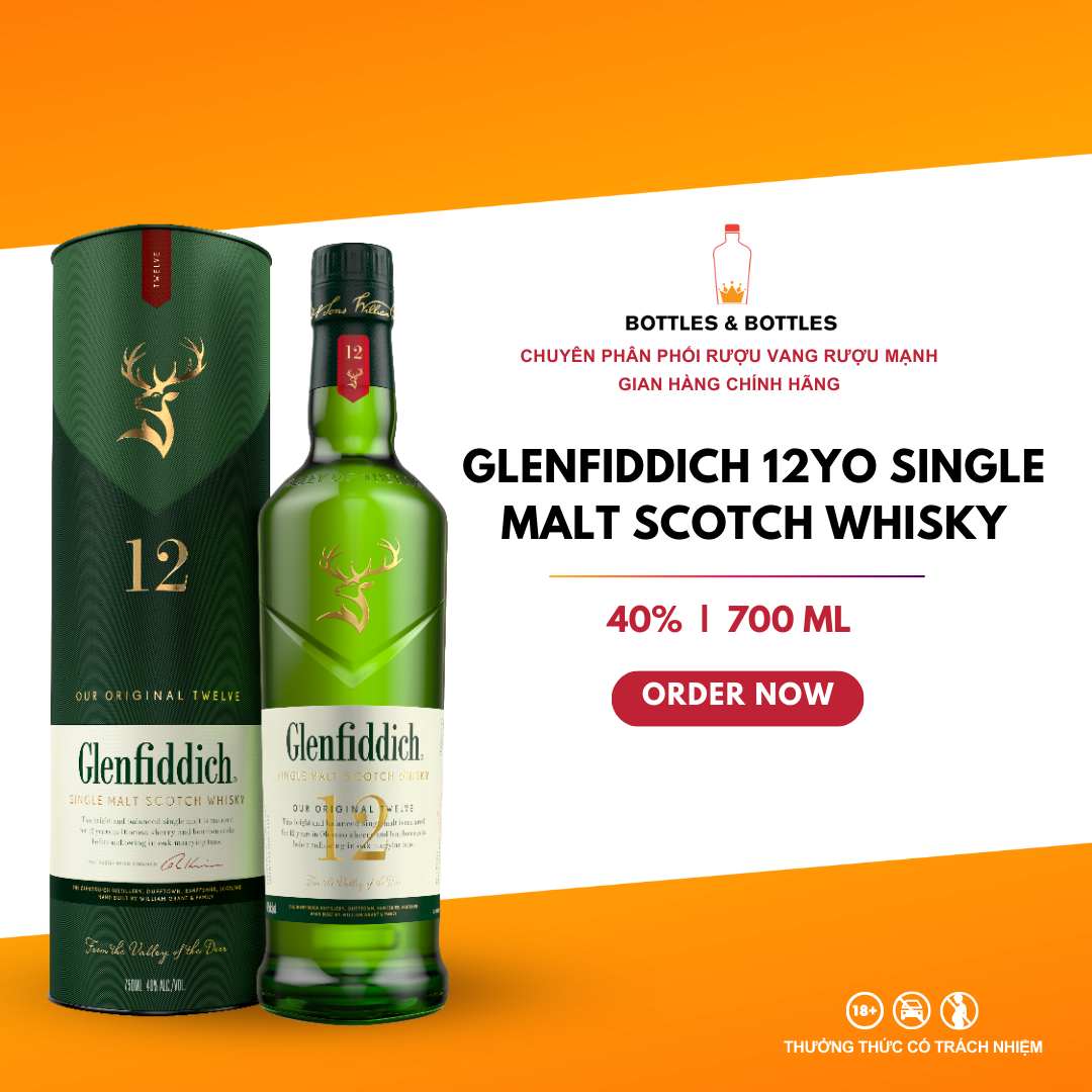 Rượu whisky single malt scotland glenfiddich 12yo 700ml - 40%