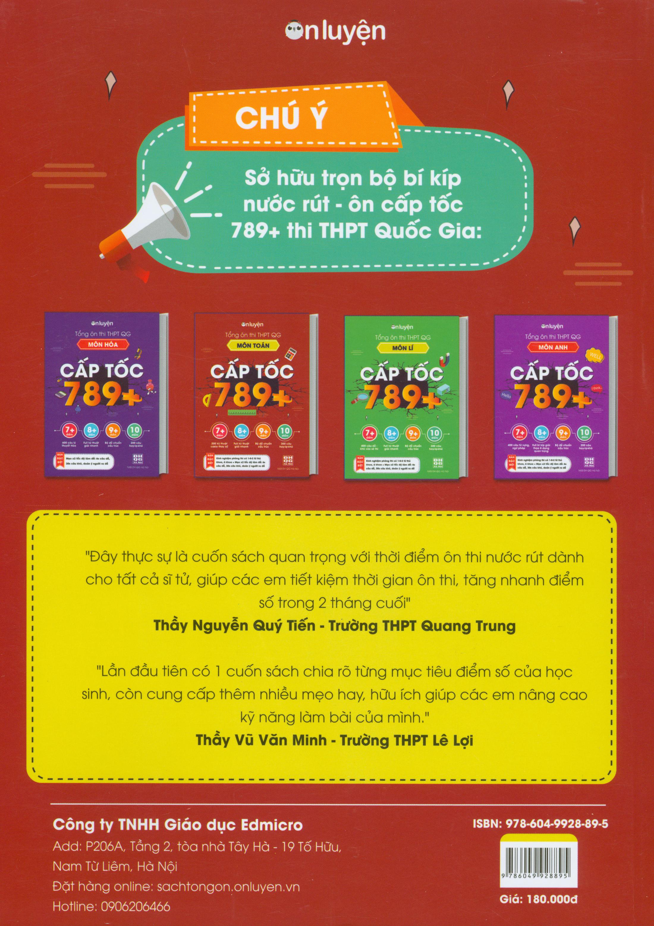 Cấp tốc 789 + tổng ôn thi THPT quốc gia môn Toán