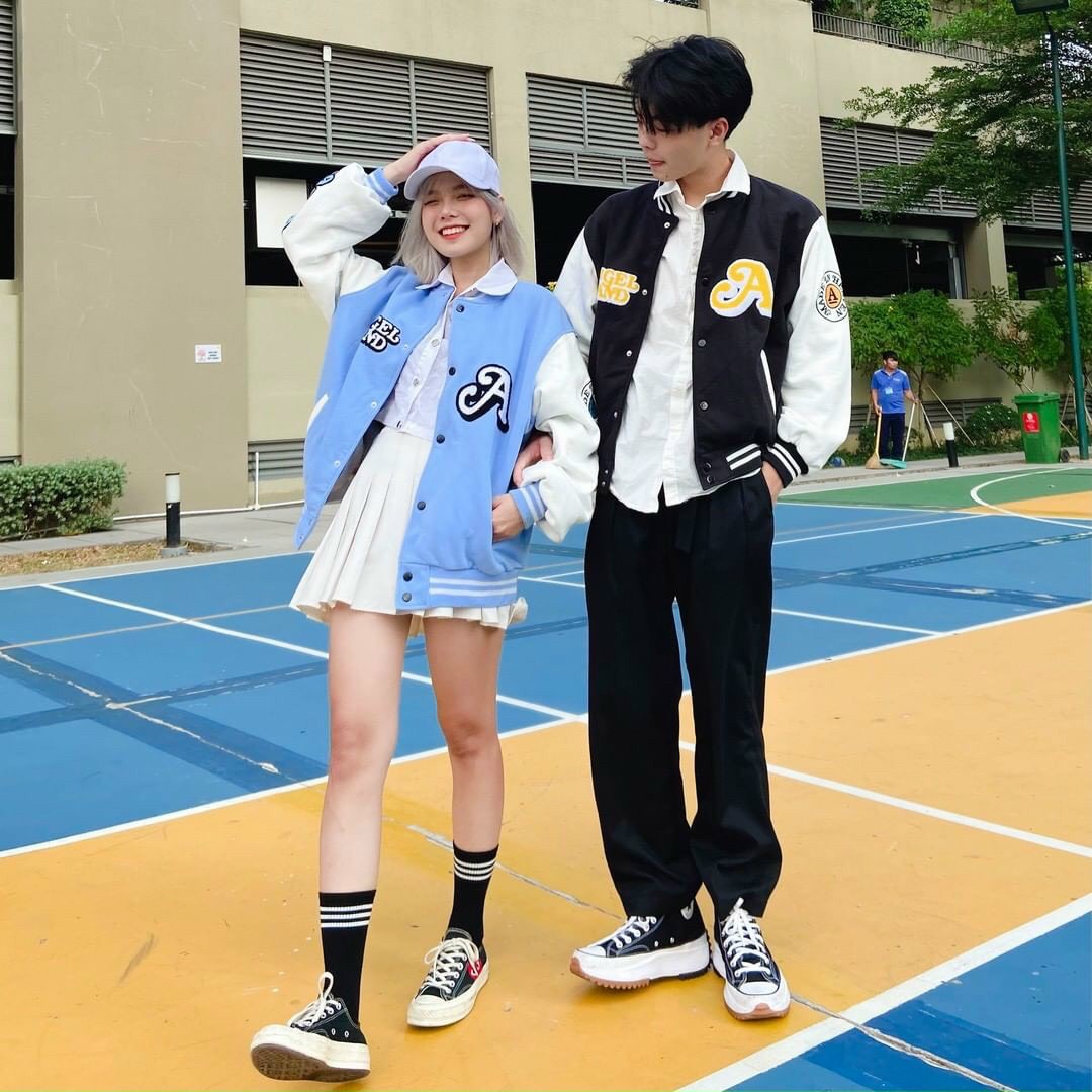 [HOT TREND 2021] Áo khoác dù nam nữ Bomber Marcus màu đen và màu xanh form rộng, in hình và chữ  cực dễ thương, phong cách thời trang cặp đôi Hàn Quốc ViCi Unisex