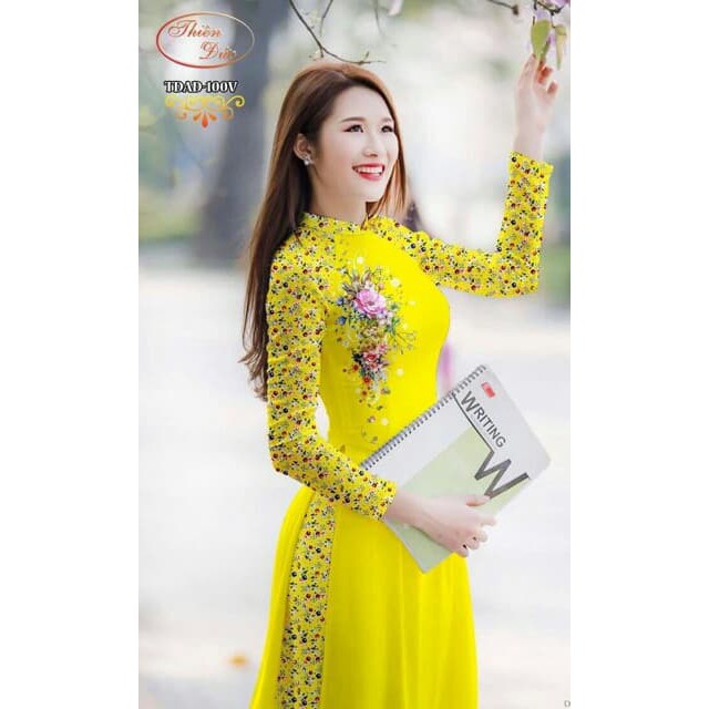 SET Áo Dài May Sẵn (Cổ 2P TAY DÀI) KÈM QUẦN