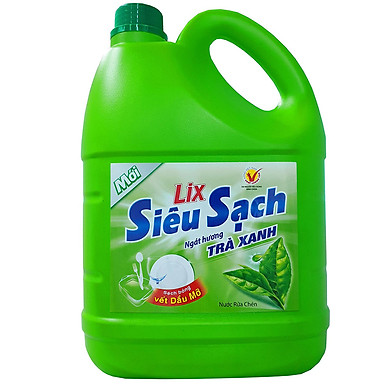 Nước rửa chén Lix siêu sạch hương trà xanh can 3.53 lít