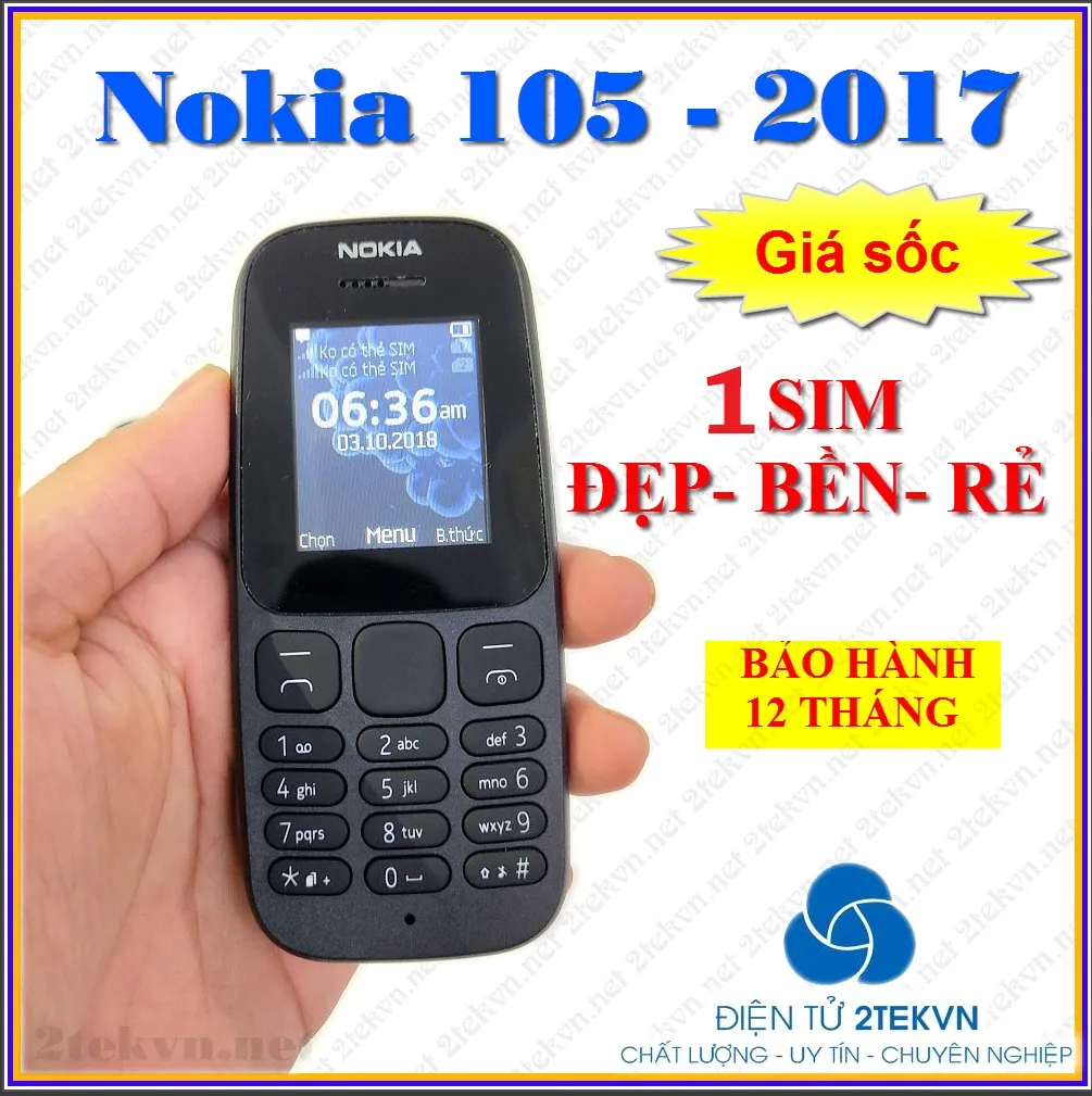 Điện thoại Nokia 105 (2019) giá rẻ loại 1 sim pin trâu, sóng khỏe