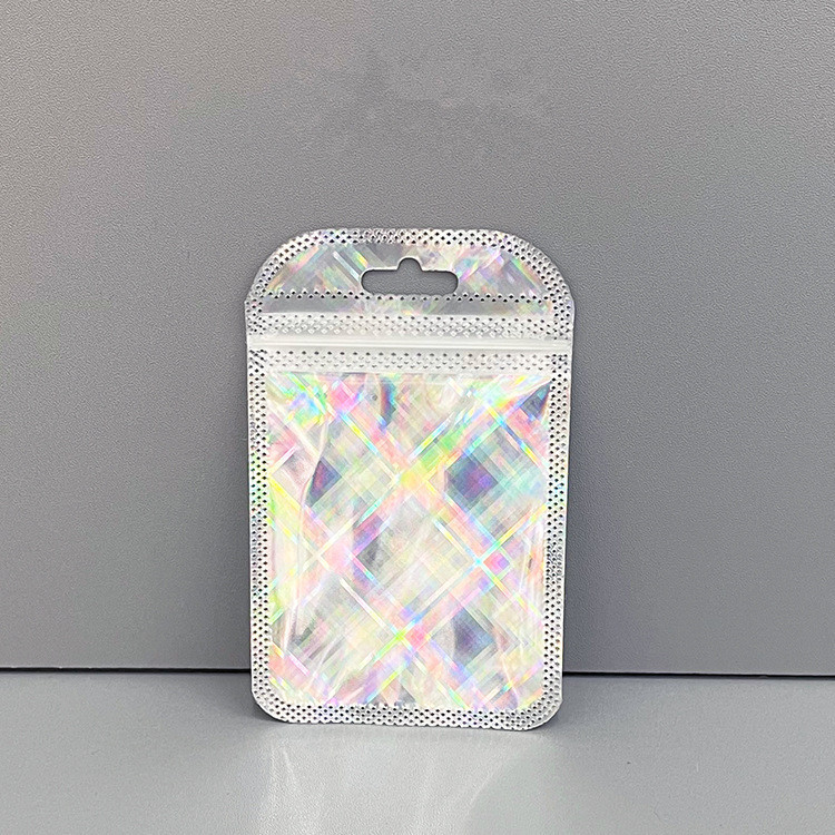 Túi zip hologram ca rô bạc