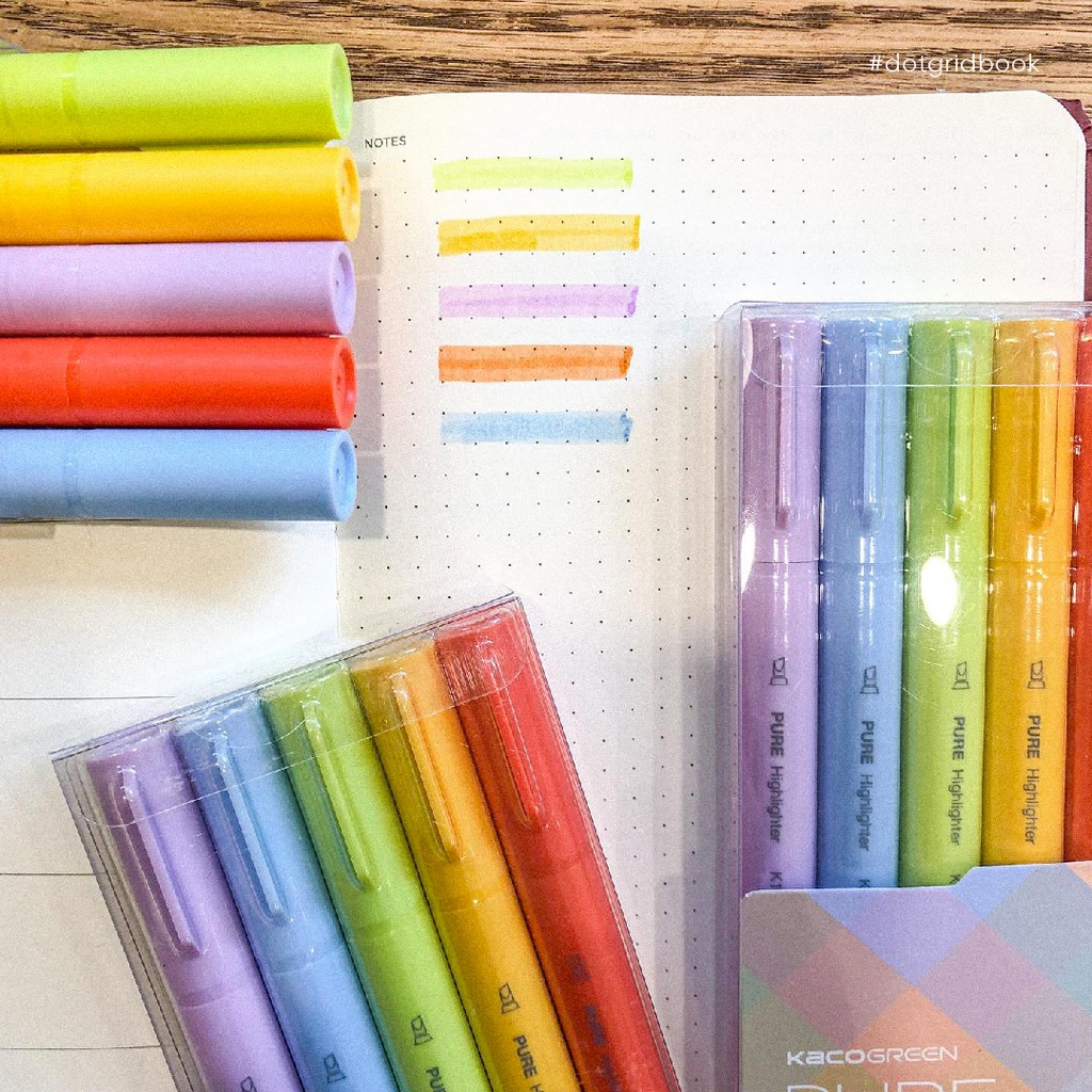Bộ 05 bút Highlight Plastic KACO H Pastel mẫu 02