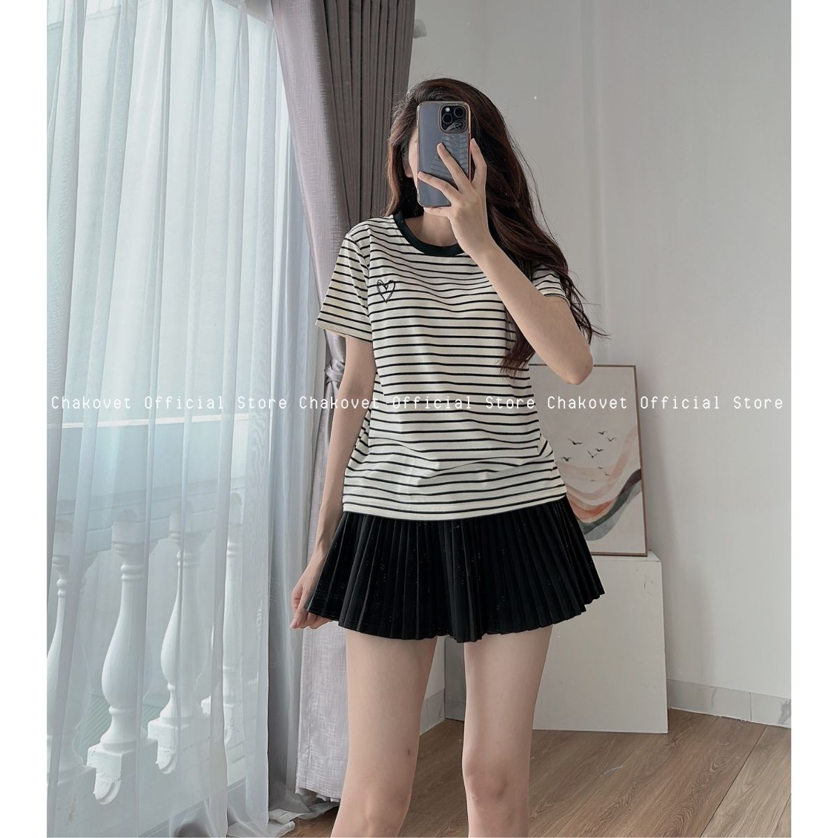 Áo thun nữ coton kẻ Chakovet - A8922