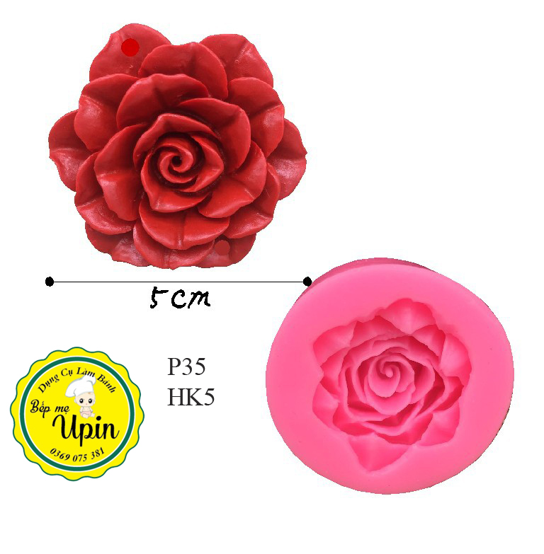 Khuôn Silicon Hoa Hồng Kiss 5,5 cm