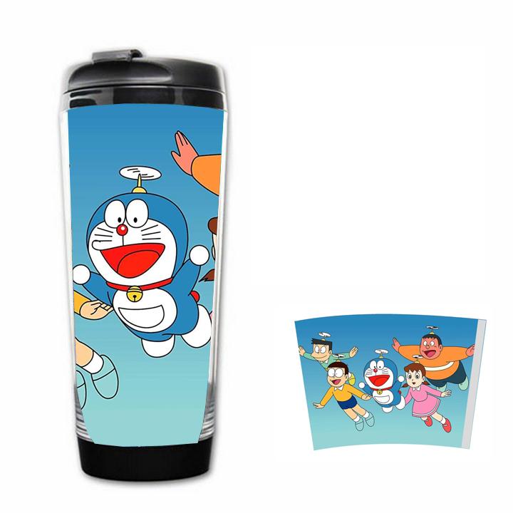 Bình nước DORAEMON anime chibi in hình cốc đựng