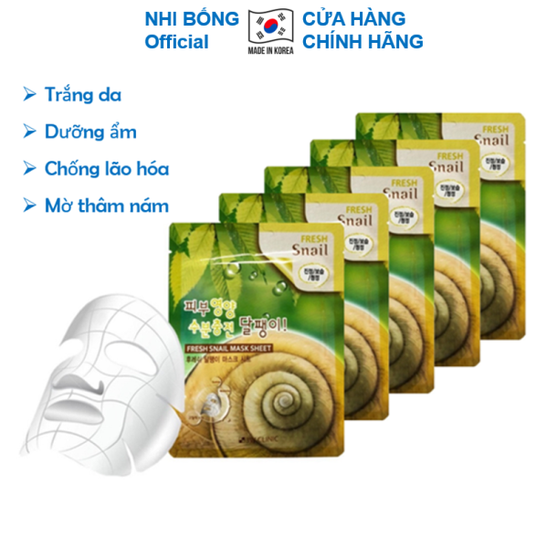 [10 Túi] Mặt nạ dưỡng da - Mặt nạ giấy dưỡng trắng da chiết xuất dịch nhầy ốc sên 3W Clinic Hàn Quốc 23mlx10 Giúp da trắng sáng mềm mịn tự nhiên MN02