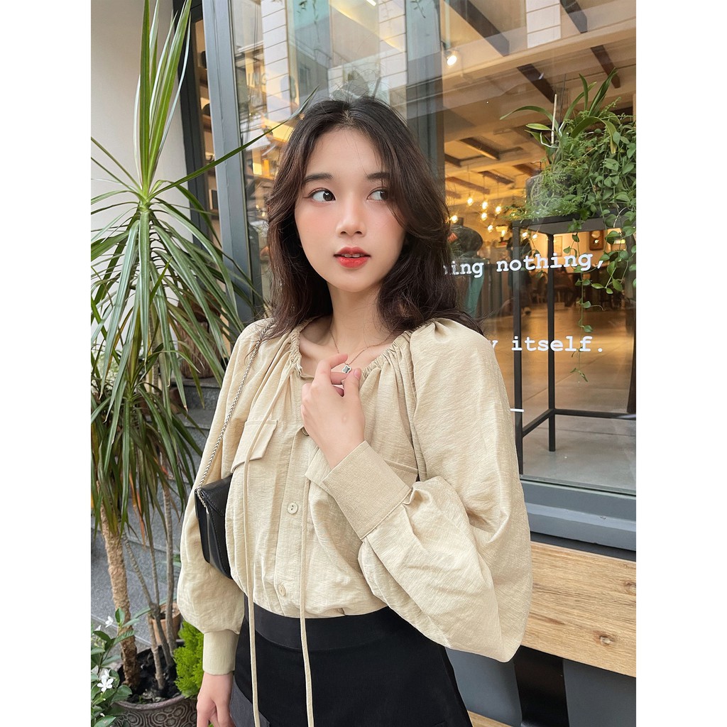 Áo Cổ Dây Tay Phồng Dài - Be [A005 - Senbe Clothing]