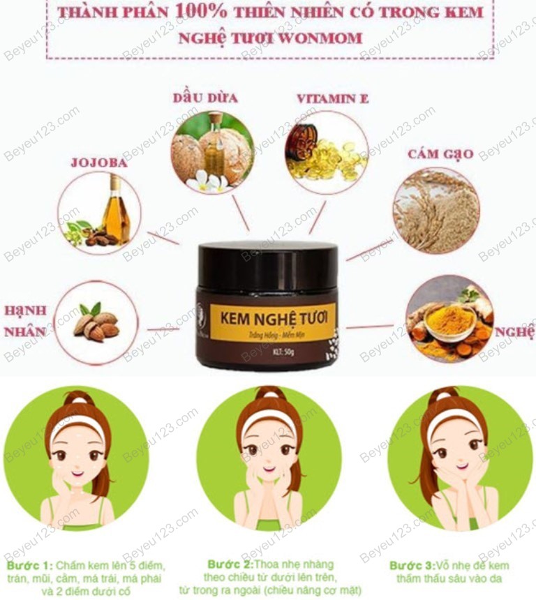 COMBO Nghệ dưỡng toàn thân & da mặt Wonmom (1 Kem sữa nghệ toàn thân + 1 Kem nghệ tươi hữu cơ)