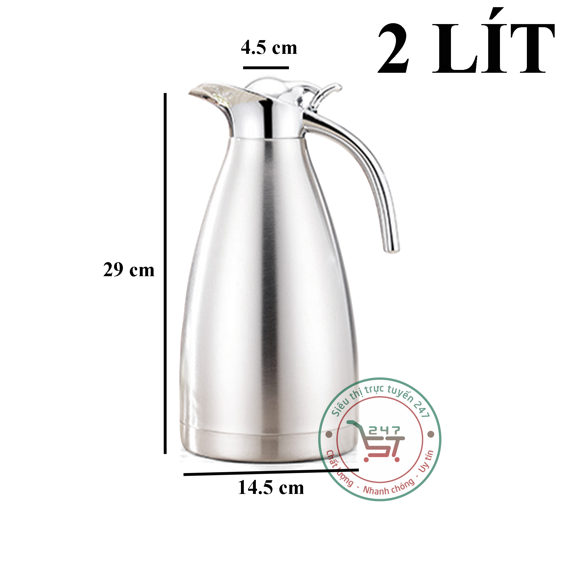 Bình giữ nhiệt inox 2 lít cao cấp Bình nước nóng lạnh tiện dụng giúp bạn giữ được độ ngon của thức uống