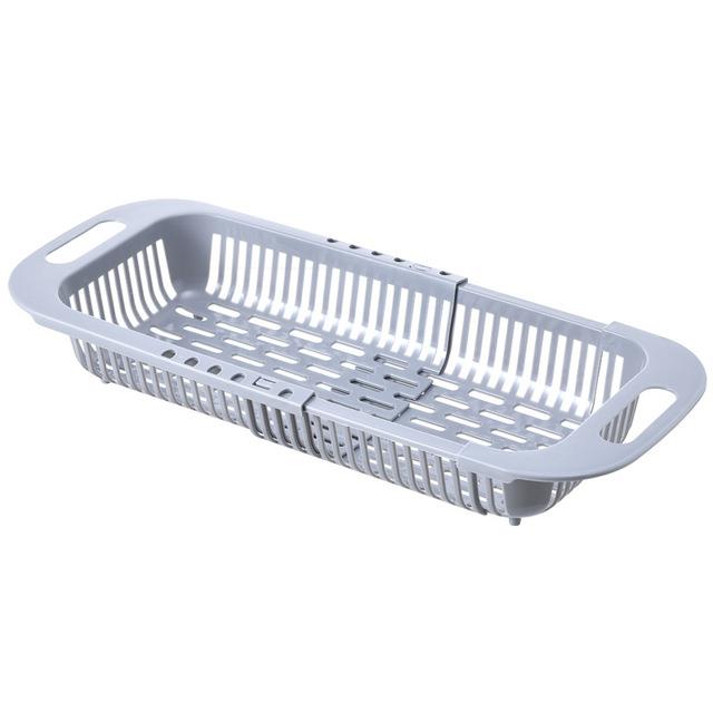 【CC】 Adjustable Vegetable Drain Basket Sink Rack Sponge Holder Household Retractable Drying Racks Accessories