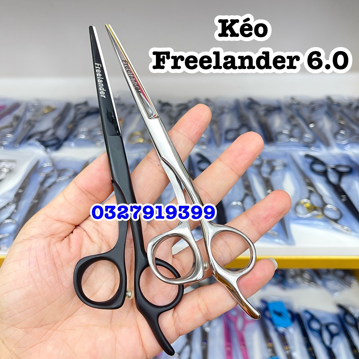 Freelander Kéo Cắt Tóc Cao Cấp 6.0in Nhật Bản Hợp Kim Thép 440C Độ Cứng 62HRC Chất Lượng Cao Tặng Bao Da