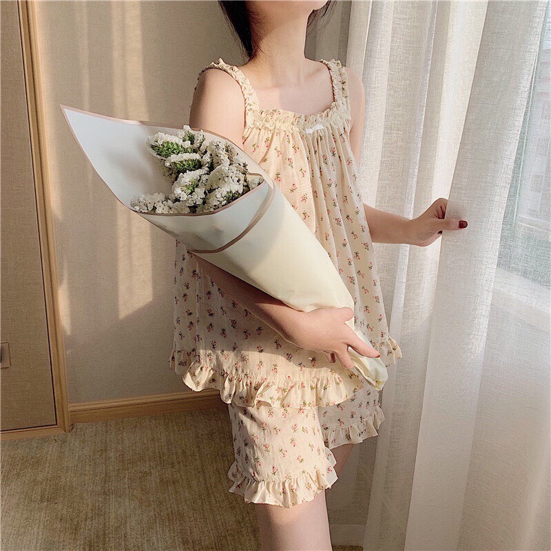 Set Bộ Ngủ 2 Dây Hoa Hoa [CHAM STORE]