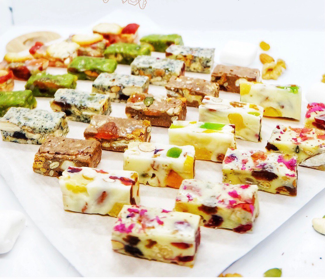 Kẹo nougat healthy vị Matcha - Kẹo hạnh phúc ăn kiêng - Siêu hạt, ít ngọt, thơm ngon. giàu năng lượng
