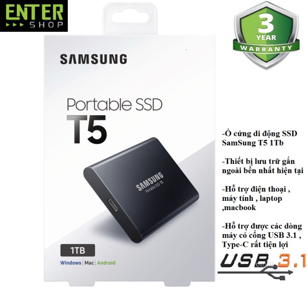 Bảng giá Ổ cứng di động SSD External Samsung T5 1Tb Usb 3.1 gen 2 Phong Vũ