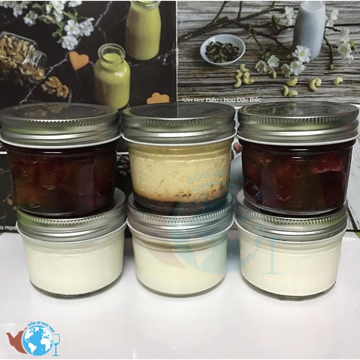 Combo 6 hũ thủy tinh làm bánh plan, 6 hũ thủy tinh 100ml nắp thiếc đựng sữa chua, hũ đựng mứt, hũ đựng gia vị