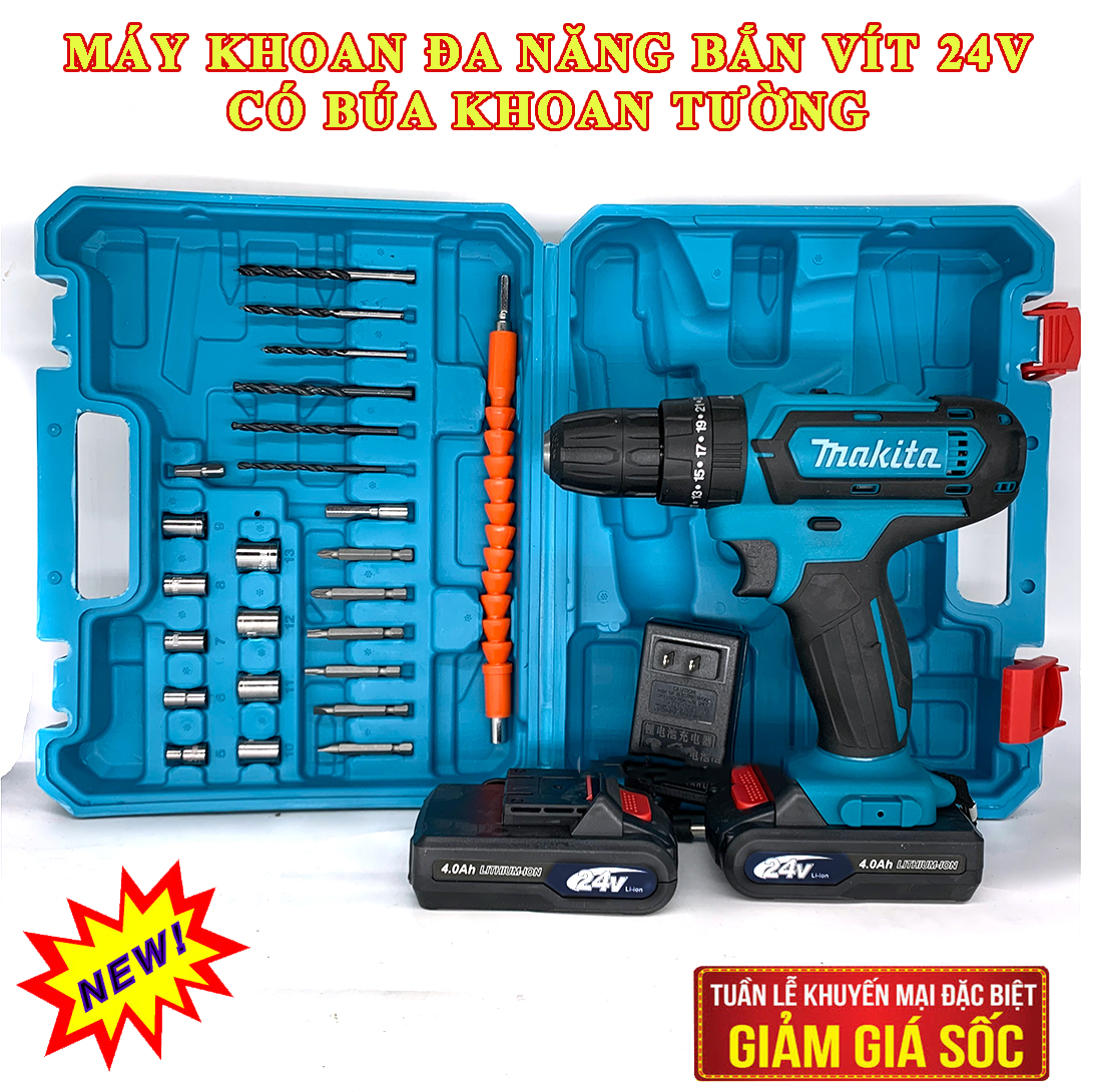 Máy vặn vít Máy bắt vít chạy pin chính hãng giá RẻBộ khoan sạc PIN Makita Fullbox LỚNMáy Khoan Vặn Vít Makita Chất LượngTặng 2 Pin 1 Sạc.