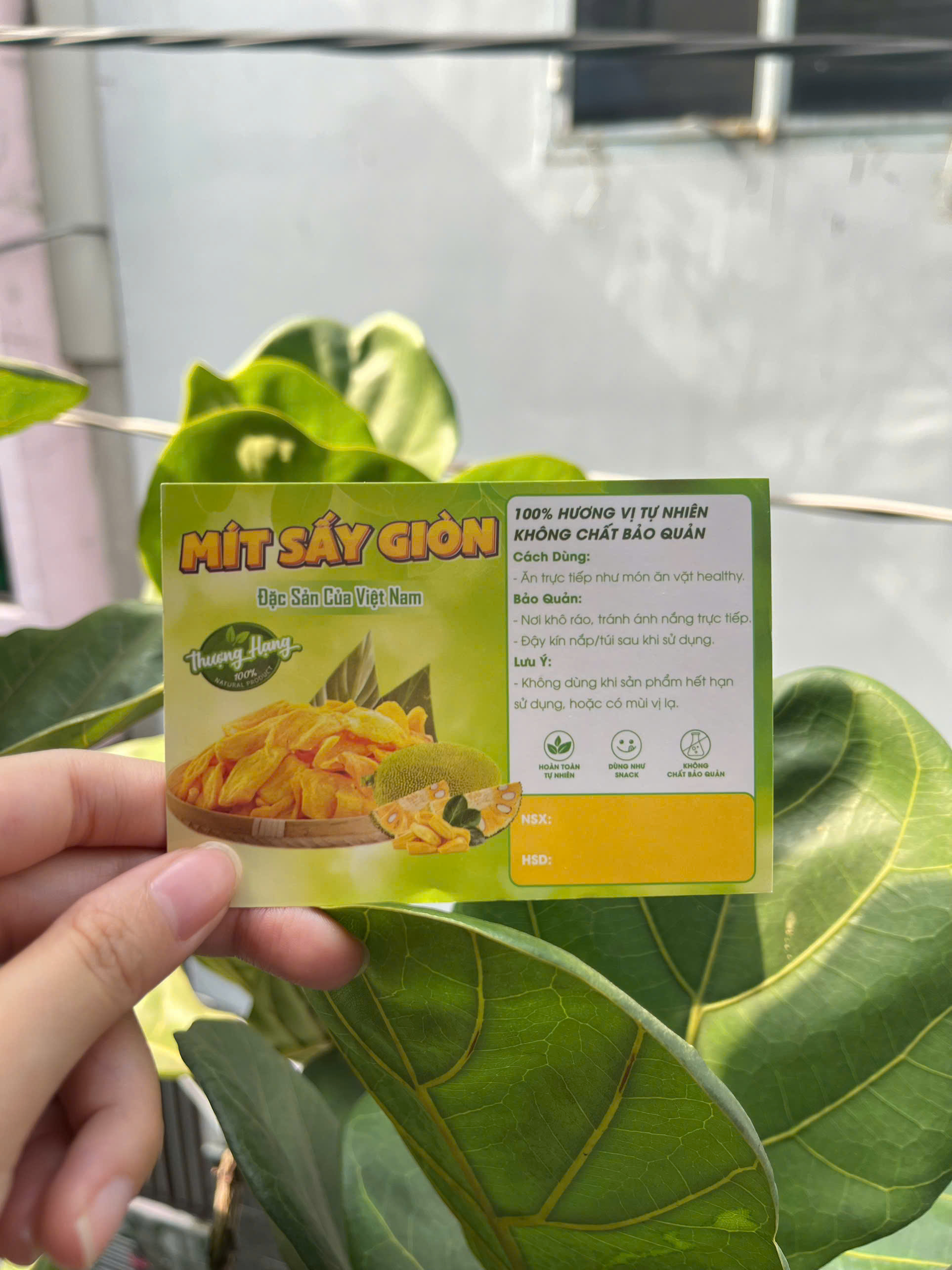 50 Tem Dán “Mít sấy” 7x10 cm - Cán Bóng, Dày, Đẹp