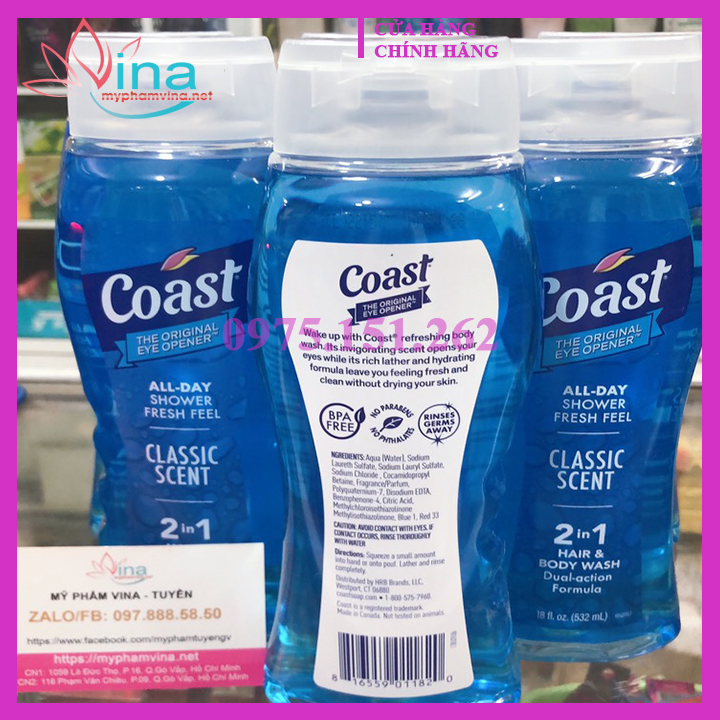 Sữa tắm gội cho Nam Coast Hair & Body Wash