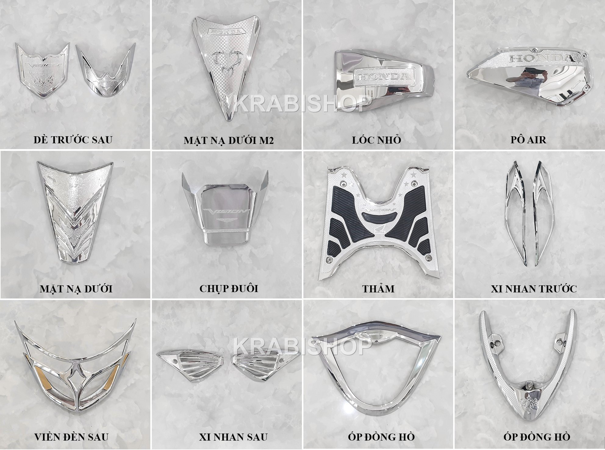 Ốp trang trí xe Vision 2010-2013 mạ crom Artistar