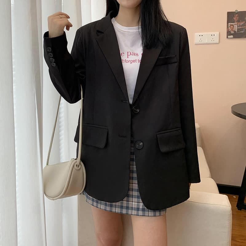 Áo blazer nữ - vest nữ - áo blazer 2 lớp tay dài màu trơn phối chân váy xinh kiểu dáng hàn quốc kho sỉ vn