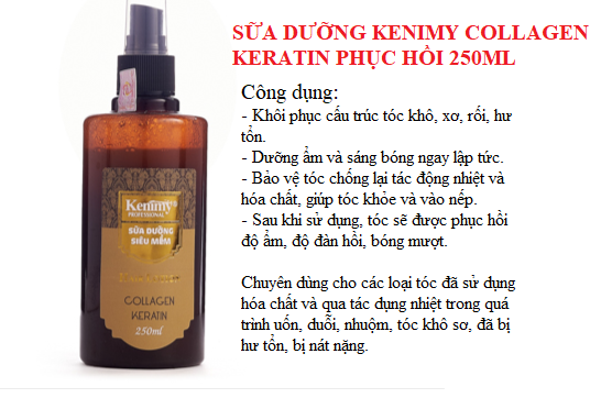 Sữa dưỡng nâu kenimy collagen keratin phục hồi 250ml