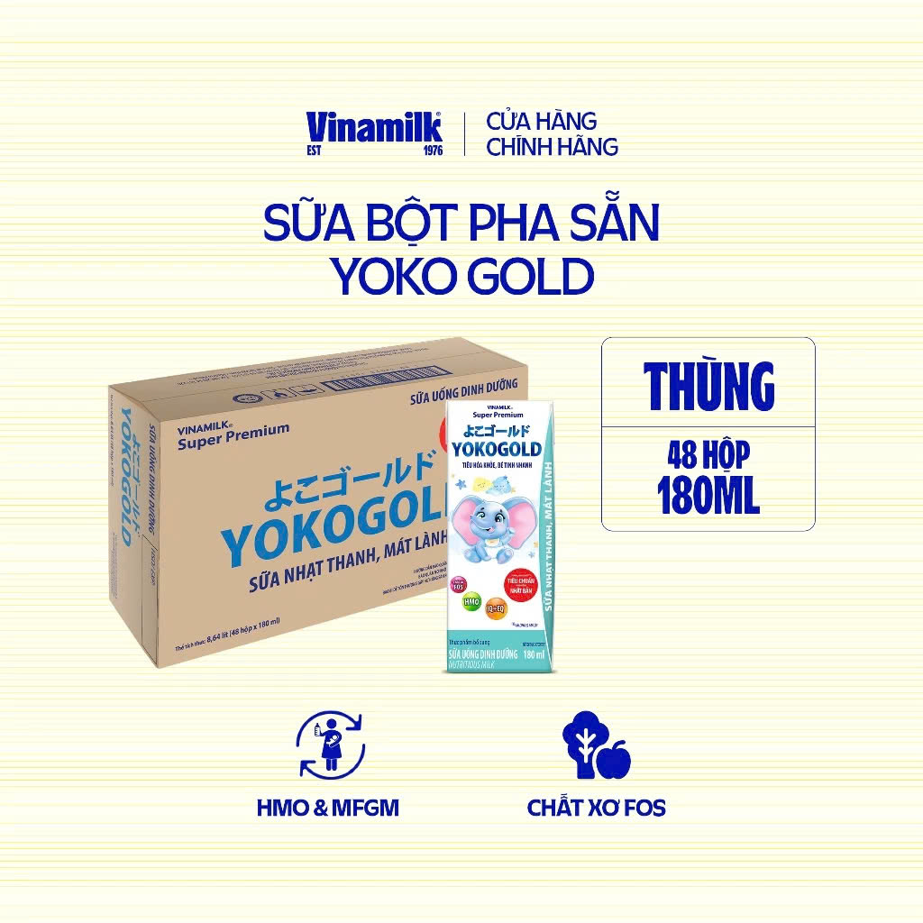(Expiration Date October 2026) (with Points Card) Box of 48 Cans of Vinamilk Yokogold Ready-To-Drink Milk Powder 180ml.