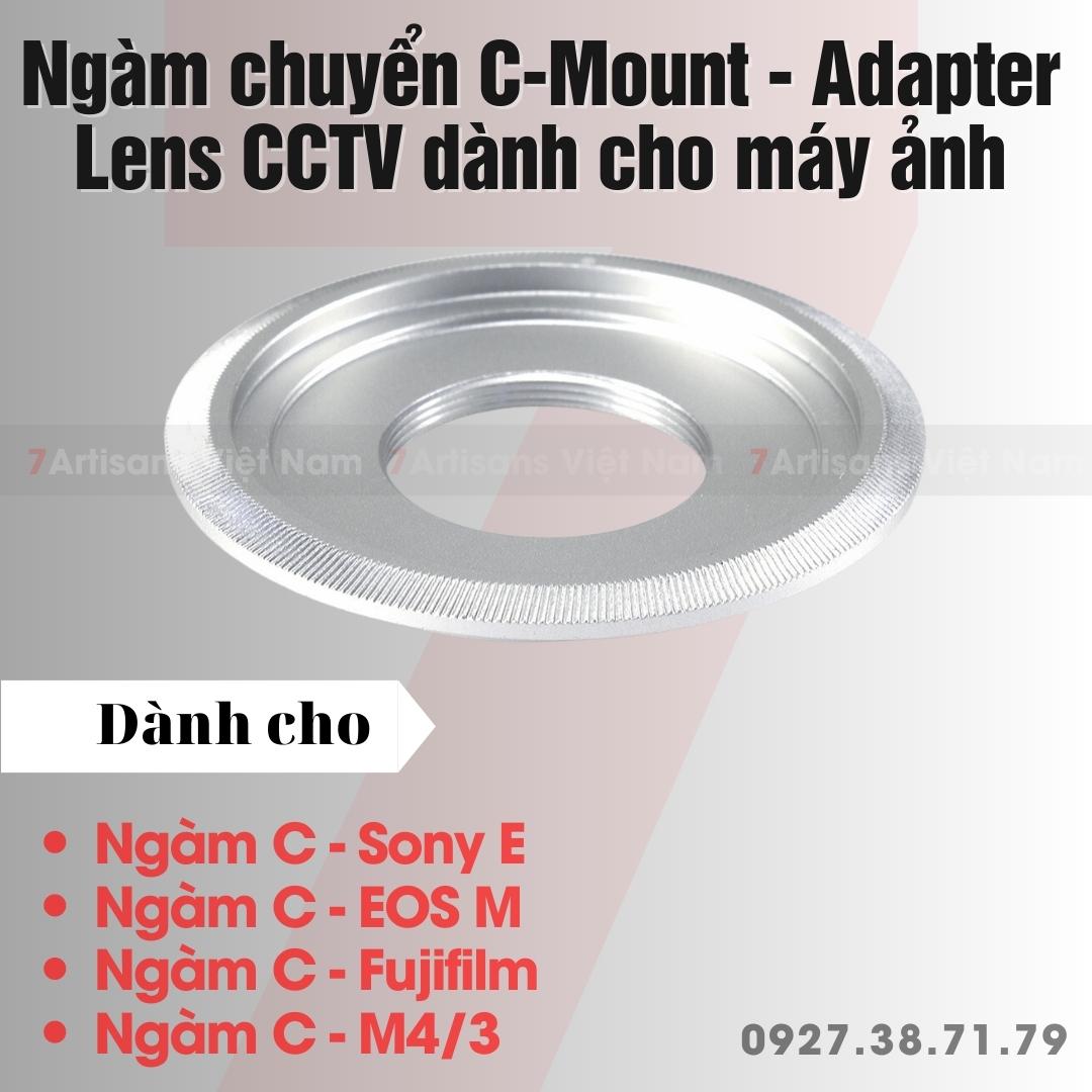 Freeship ngàm chuyển c-mount - adapter lens cctv cho máy ảnh sony c-nex, fujifilm c-fx, m4/3 c-m43, canon eos m c-eos m