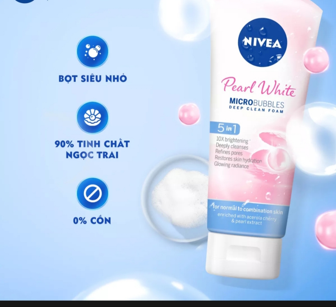 Sữa rửa mặt NIVEA Pearl White giúp trắng da ngọc trai (100g)