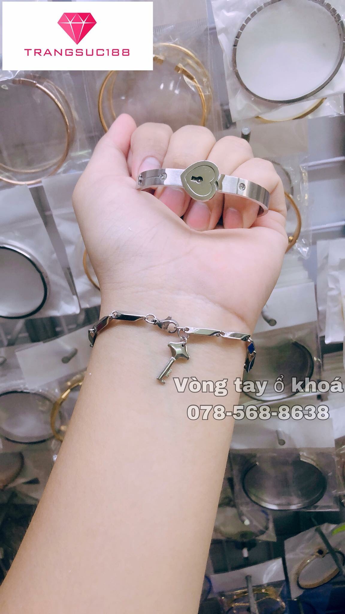 [HCM]Vòng Lắc Tay Ổ Khóa Chìa Tình Nhân