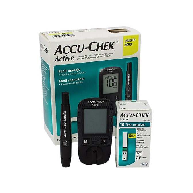 Máy đo đường huyết Accu Chek Active Đức tặng kèm que thử và kim lấy máu