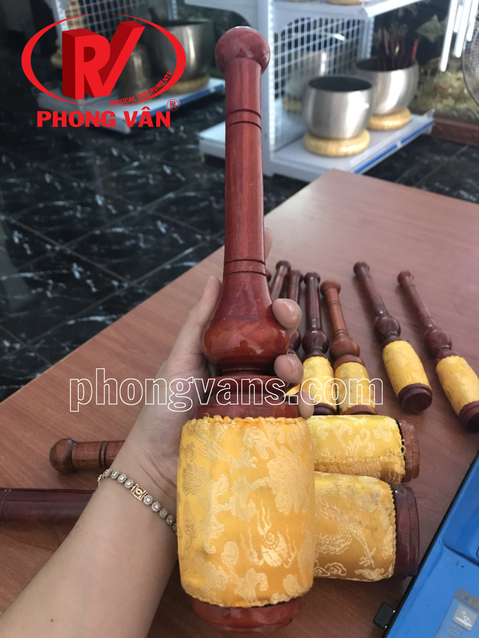 Dùi chuông mõ tụng kinh 5 tay