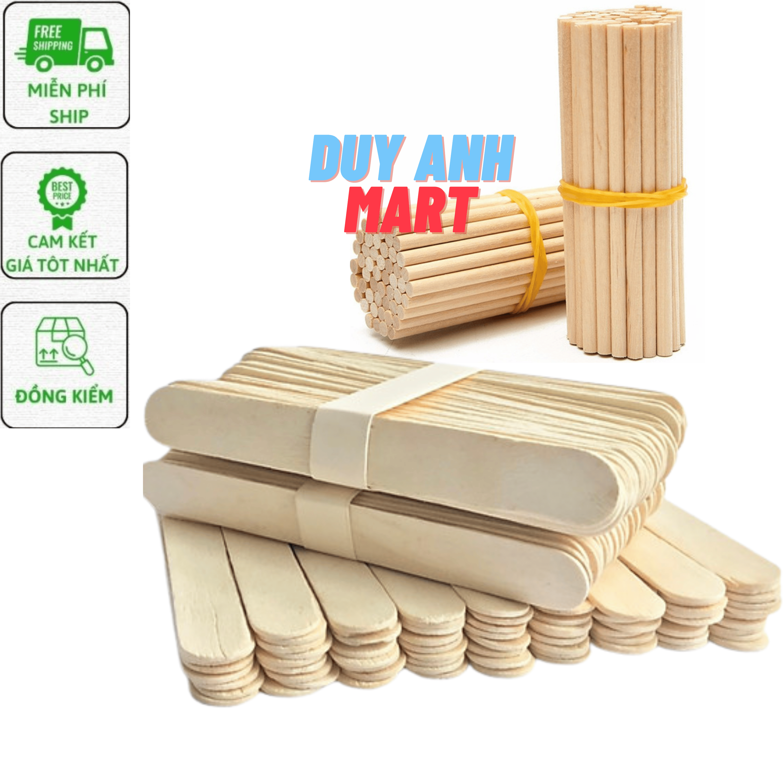 Wooden Ice Cream Sticks [1kg], Tongue Stick, Round Sticks for Handmade Modeling