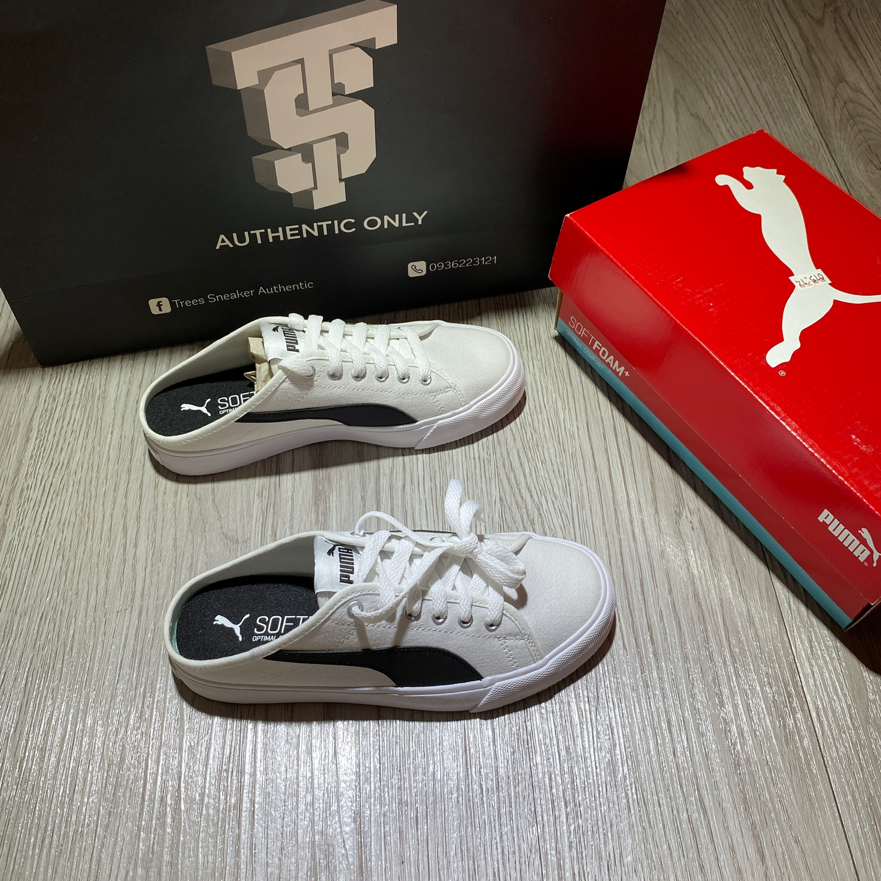 [CHÍNH HÃNG]Giày thể thao PUMA BARI MULE WHITE BLACK 371318 02