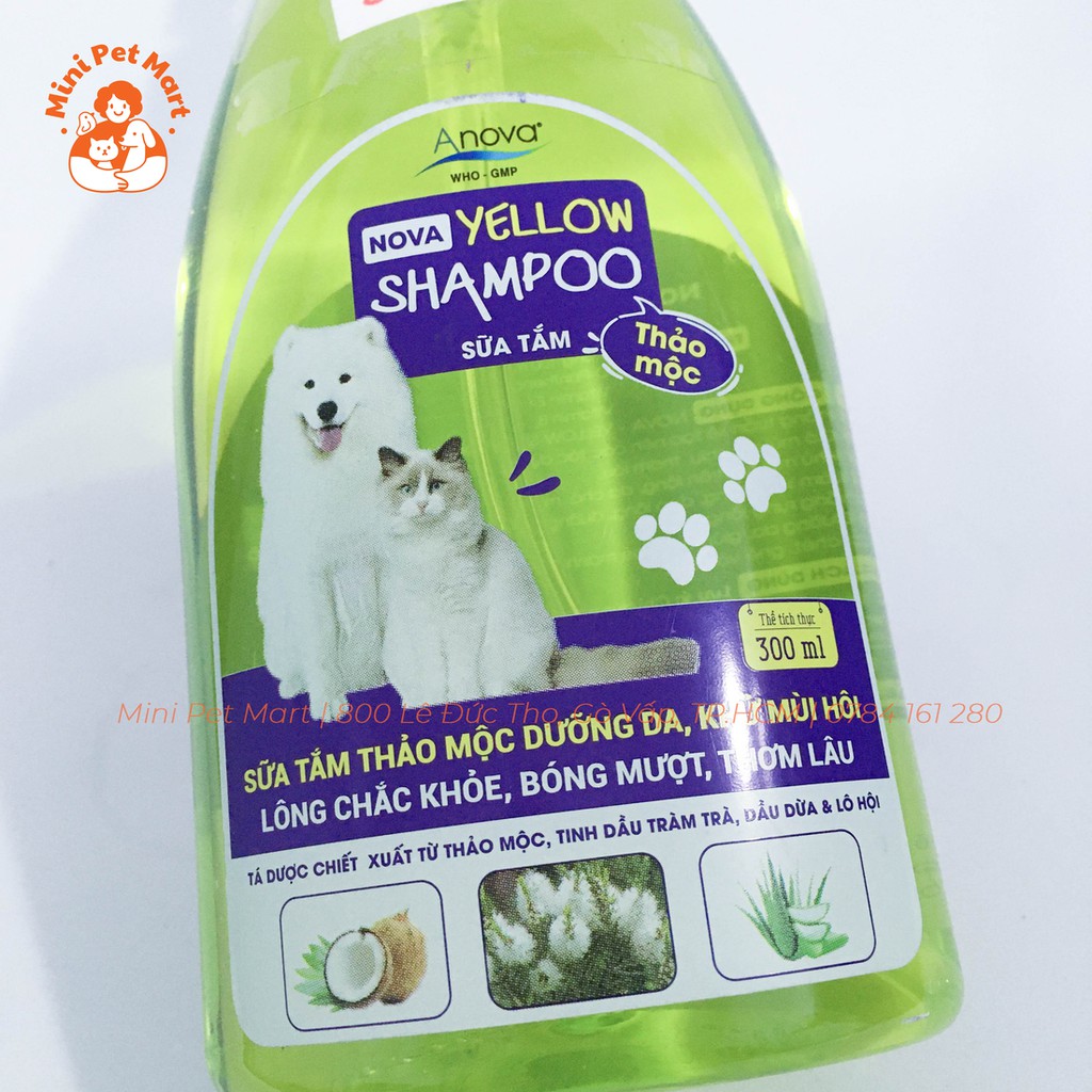 [HCM]Sữa tắm thảo mộc cho chó mèo NOVA YELLOW SHAMPOO - 300ml