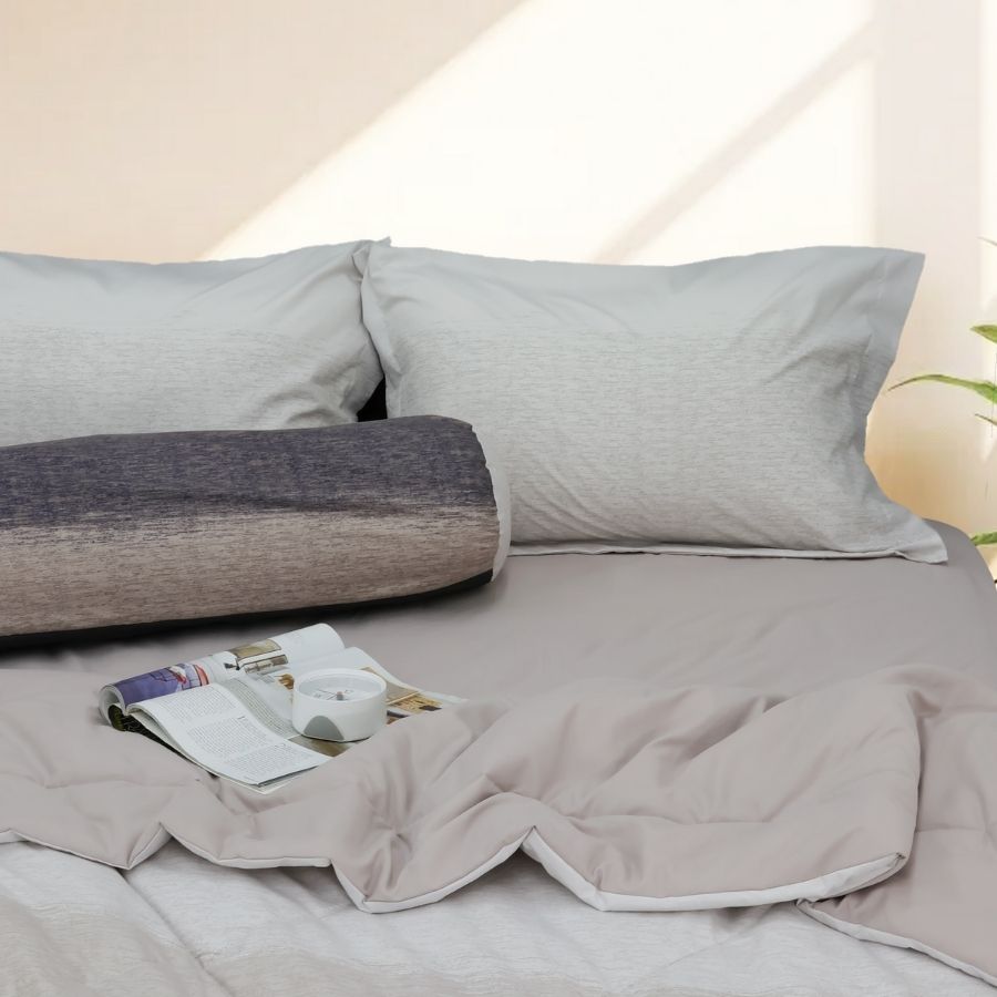 Bộ 5 món drap, áo gối kèm mền Stefani ST200053 - Bộ chăn ga gối cotton 1m6x2m, 1m8x2m
